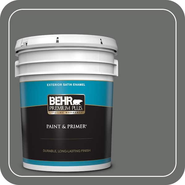 BEHR PREMIUM PLUS 5 gal. #PPU25-03 Shadows Satin Enamel Exterior Paint & Primer