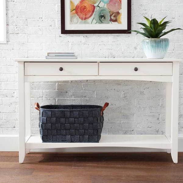 StyleWell Cedar Springs Rectangular White Wood 2 Drawer Console Table (47.5 in. W x 30 in. H)