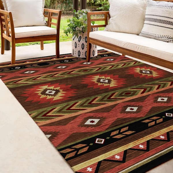 Addison Rugs - Sonora Brown 10 ft. x 14 ft. Geometric Indoor/Outdoor Area Rug