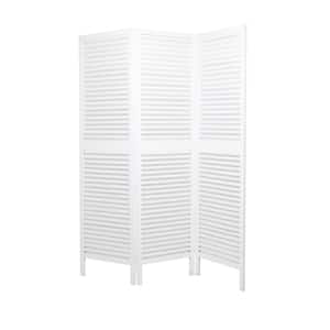 6 ft. White 3 Panel Hinged Foldable Partition Room Divider Screen with Horizontal Slats