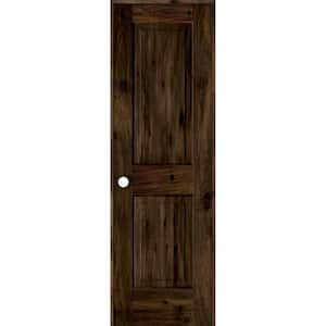 18 in. x 96 in. Rustic Knotty Alder Wood 2 Panel Square Top Right-Hand/Inswing Black Stain Single Prehung Interior Door