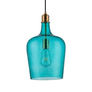 Modern Color Pendant 1-Light Gold Iron Pendant Light with Glass Shade