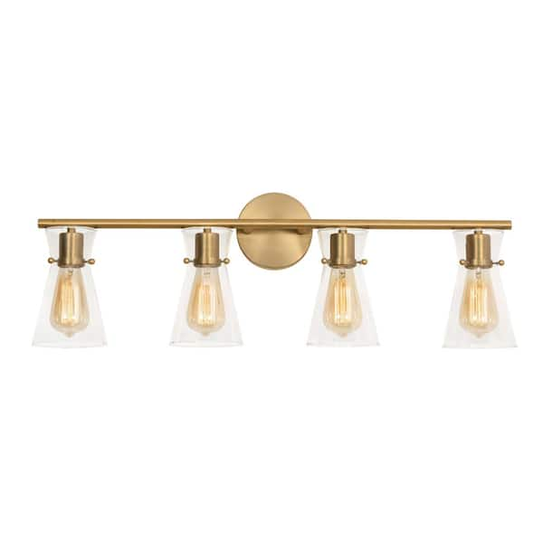 AFX Amanda 11 in. 4-Light Satin Brass LED Vanity Light