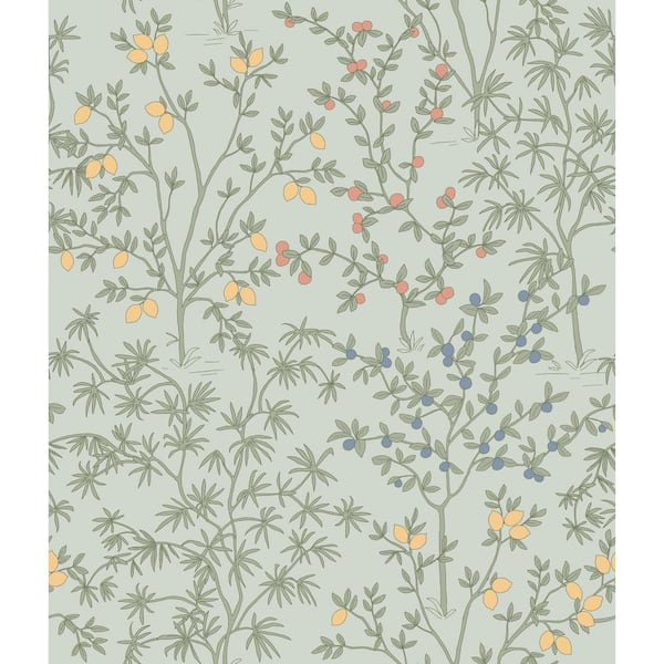 ERIN & BEN CO. Vintage Duck Egg Lemon Grove Non Woven Premium Peel and Stick Wallpaper