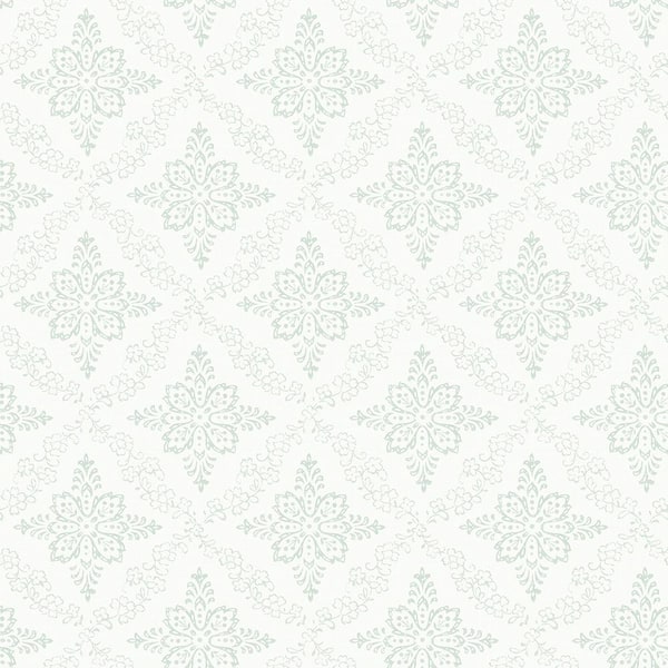 Chesapeake Wynonna Teal Geometric Floral Teal Paper Strippable Roll (Covers 56.4 sq. ft.)