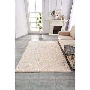 Lily Luxury Abstract Gilded Beige 3 ft. x 5 ft. Area Rug