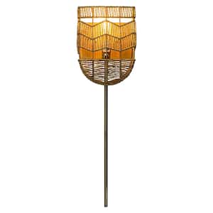 Poppy 3.75 in. Brushed Gold-Colored Wall Sconce with Tan Hemp Shade
