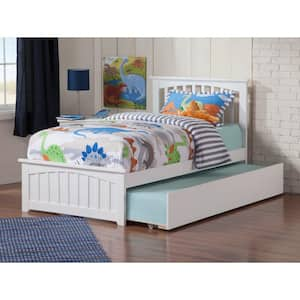 Mission White Twin Platform Bed with Matching Foot Board with Twin Size Urban Trundle Bed