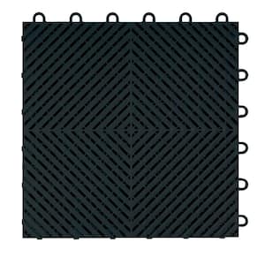 Ribtrax Smooth Home 12 in. W x 12 in. L Jet Black Polypropylene Tile Flooring (10-Pack)