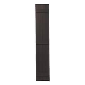 15 in. x 81 in. Polypropylene 4 Board Closed Board and Batten Shutter Pair in Brown