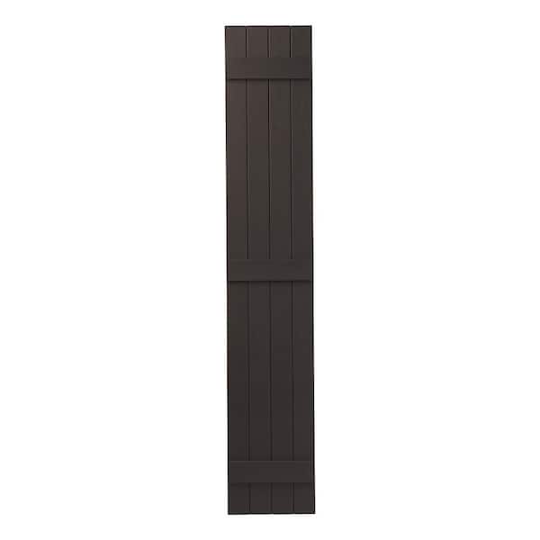 Ply Gem 15 in. x 81 in. Polypropylene 4 Board Closed Board and Batten Shutter Pair in Brown