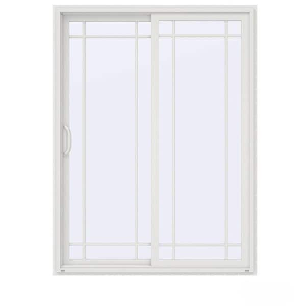 JELD-WEN 60 in. x 80 in. V-4500 Contemporary White Vinyl Left-Hand 9 Lite Sliding Patio Door