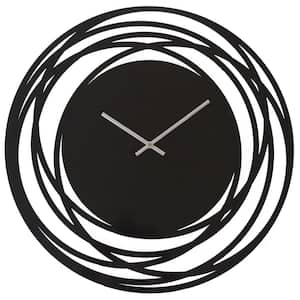 Decorative Contemporary Metal Wall Clock with Black Circled Frame for Dining Living Room or Kitchen