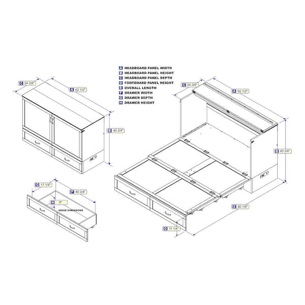 Atlantic Furniture Hamilton Murphy Bed Chest Queen White With Charging Station Ac624142 The Home Depot Atlantic Furniture Hamilton Murphy Bed, Atlantic Furniture Buffalo