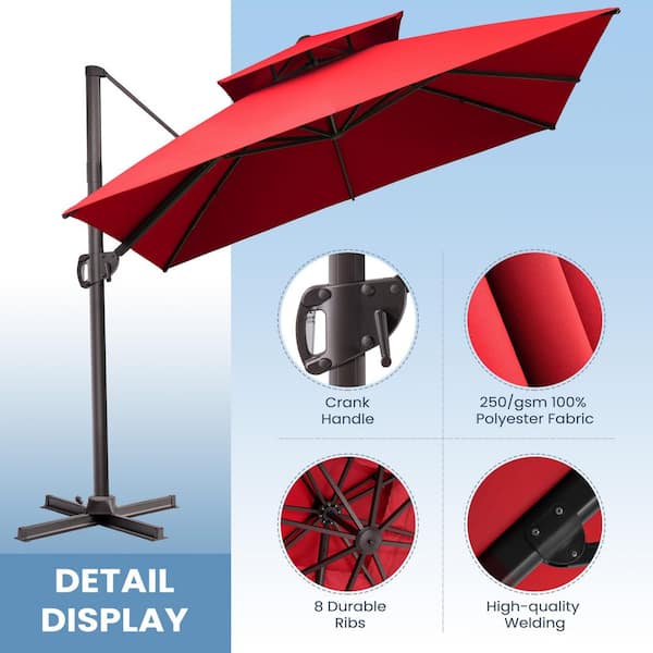 amazon 10 ft patio umbrella Umbrellas 3 Tier Vented for Outdoor Garden Backyard, Red you can still be active outside Costway 10 FT Solar Patio