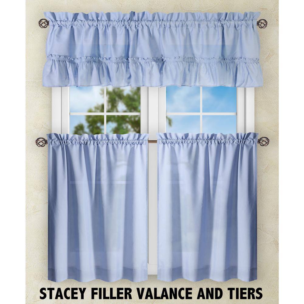 Slate Blue Sheer Cotton Polyester Rod Pocket Window Tier Pair