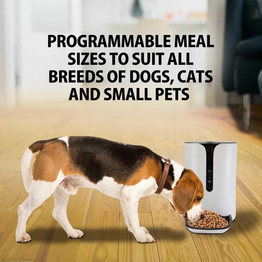 Lentek White Programmable Pet Food Dispenser with HD Camera