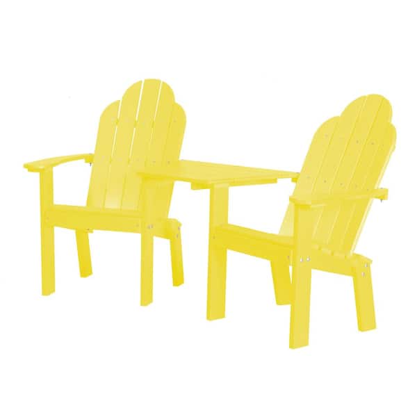 WILDRIDGE Classic Lemon Yellow Plastic Outdoor Deck Chair Tete-A-Tete
