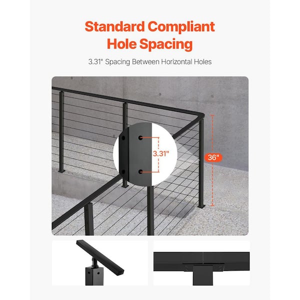 SVOPES 36 x 2 x 2 in. Cable Railing Post, Stainless Steel