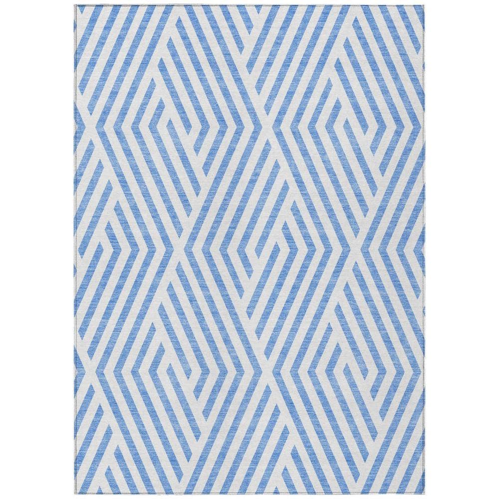 Blue and Ivory 5 ft. x 8 ft. Woven Geometric Rectangle Indoor/Outdoor Area Rug price history on PriceWatchPro