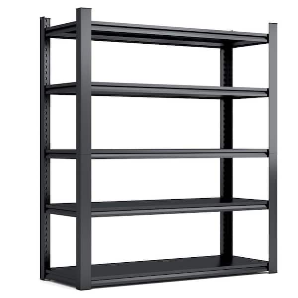 5-Tiers Heavy Duty Metal Adjustable Garage Storage Shelving Unit in Black (47.2 in. W x 72 in. H x 23.6 in. D)