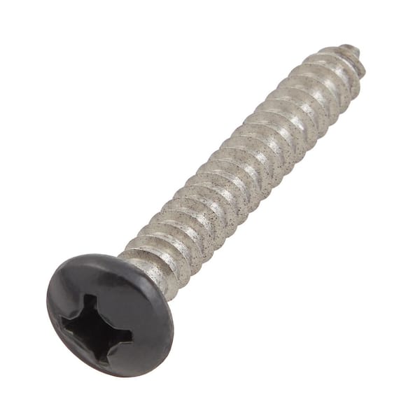 #12 x 1-1/2 in. Black Stainless Steel Phillips Pan Head Standard Sheet Metal Screw (10-Pack)