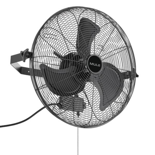 Wall Mount Heavy Duty Outdoor 20 in. Matte Black 3-Blade Wall Fan