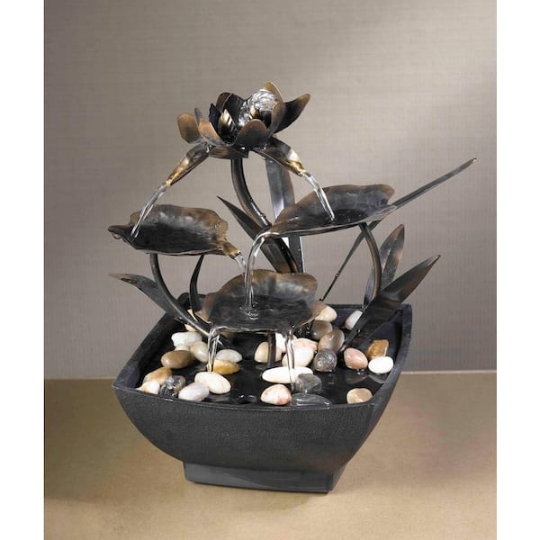 Fountain Cellar Cadono Metal Leaves Tabletop Fountain