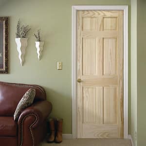 36 in. x 80 in. Radiata Unfinished Smooth 6-Panel Solid Core Pine Interior Door Slab
