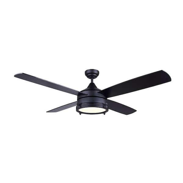 CANARM SIMON 52 in. LED Indoor Matte Black Dual Mount Ceiling Fan with Light Kit and Remote Control