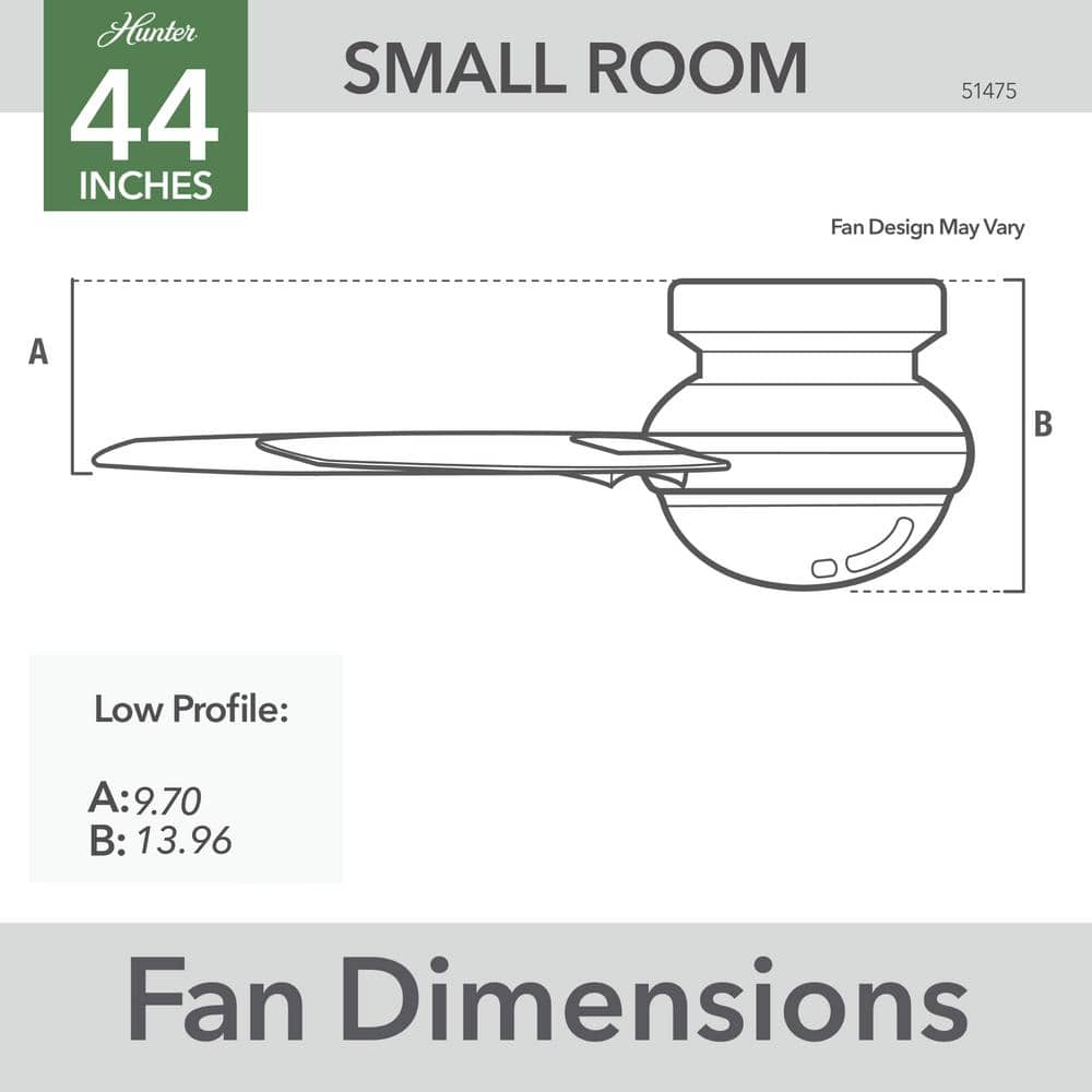 Matte Silver 44" Low Profile Ceiling Fan with Remote and LED Light