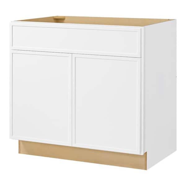 Leyton 36 in. W x 24 in. D x 34.5 in. H Ready to Assemble Plywood Slim Shaker Base Kitchen Cabinet in Alpine White