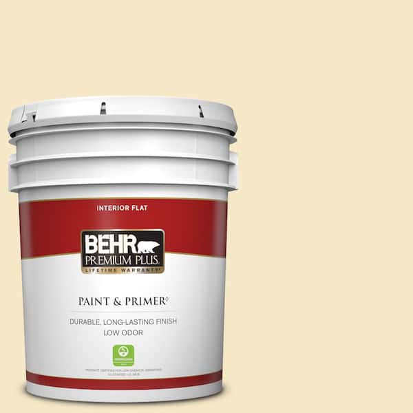 BEHR PREMIUM PLUS 5 gal. #M320-2 Rice Wine Flat Low Odor Interior Paint & Primer