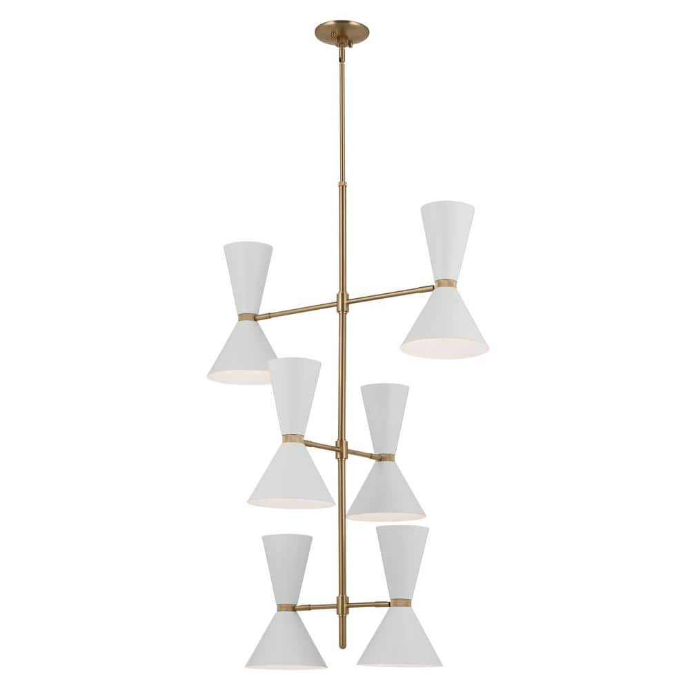 KICHLER Phix 50 in. 12-Light Champagne Bronze and White Mid-Century ...