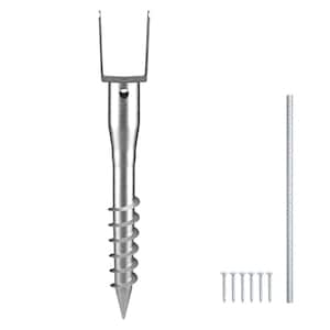 3.94 x 2.76 x 27.56 in. No Dig Ground Anchor 1 Pack DIY Screw in Post Stake Includes 6 Lag Bolts U-Shape Post Holder