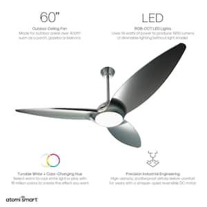Smart WiFi 60 in. 3 Blade Integrated LED Outdoor Polycarbonate Smart Ceiling Fan with Remote and App Control