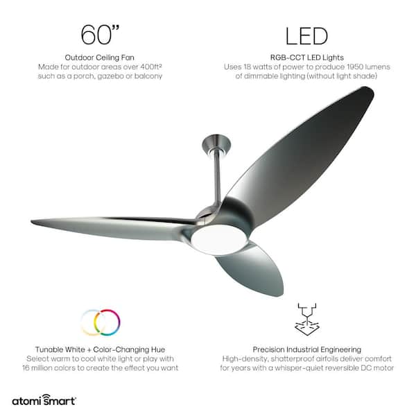 Smart WiFi 60 in. 3 Blade Integrated LED Outdoor Polycarbonate Smart Ceiling Fan with Remote and App Control