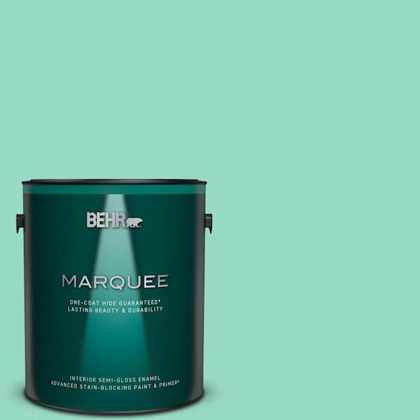 BEHR MARQUEE 1 gal. #MQ4-17 Pageant Green One-Coat Hide Semi-Gloss Enamel Interior Paint & Primer