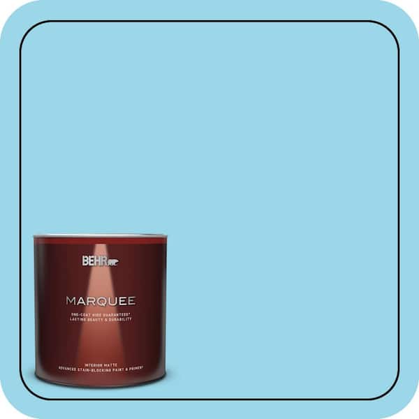 BEHR MARQUEE 1 qt. #P490-2 Blue Sarong Matte Interior Paint & Primer