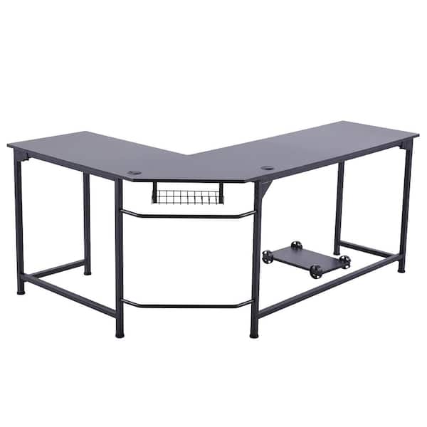 Merra 72 In Black L Shaped Computer Desk With Tower Shelf And Cable Management Ccd J005 Br Bnhd 1 The Home Depot