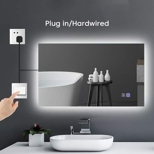 Zeek 60x36 Backlit LED Rectangular Bathroom Wall Large Mirror Double Vanity MA6036