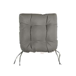 Sunbrella Canvas Charcoal Tufted Chair Cushion Round U-Shaped Back 16 x 16 x 3