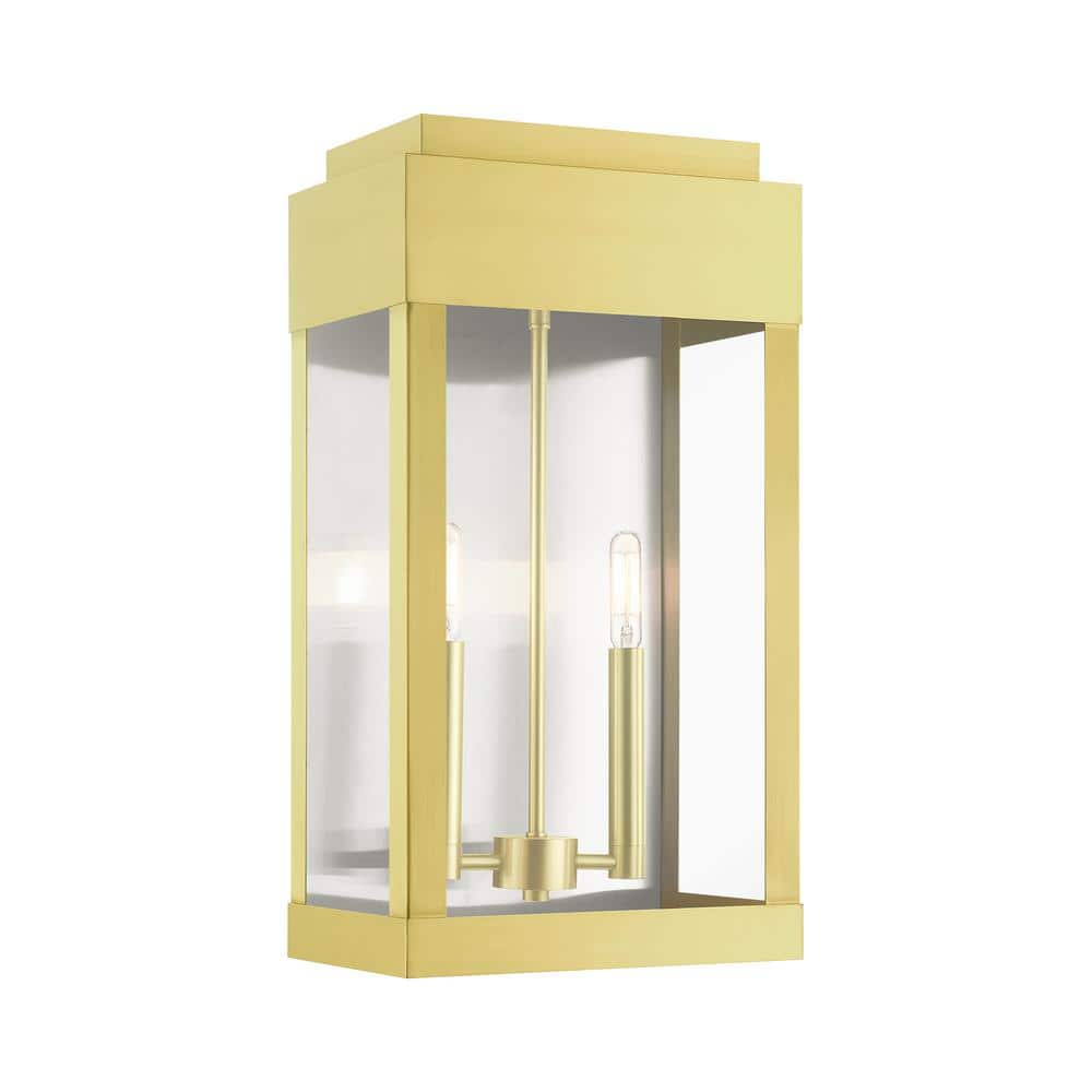 Ardenwood 19 in. 2-Light Satin Brass Outdoor Hardwired Wall Lantern Sconce with No Bulbs Included price history on PriceWatchPro