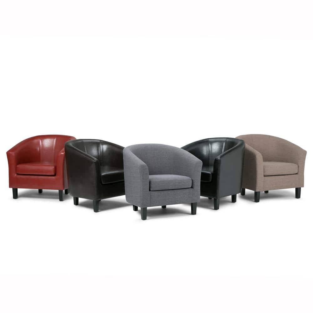 Austin Dark Brown Faux Leather Barrel Accent Chair