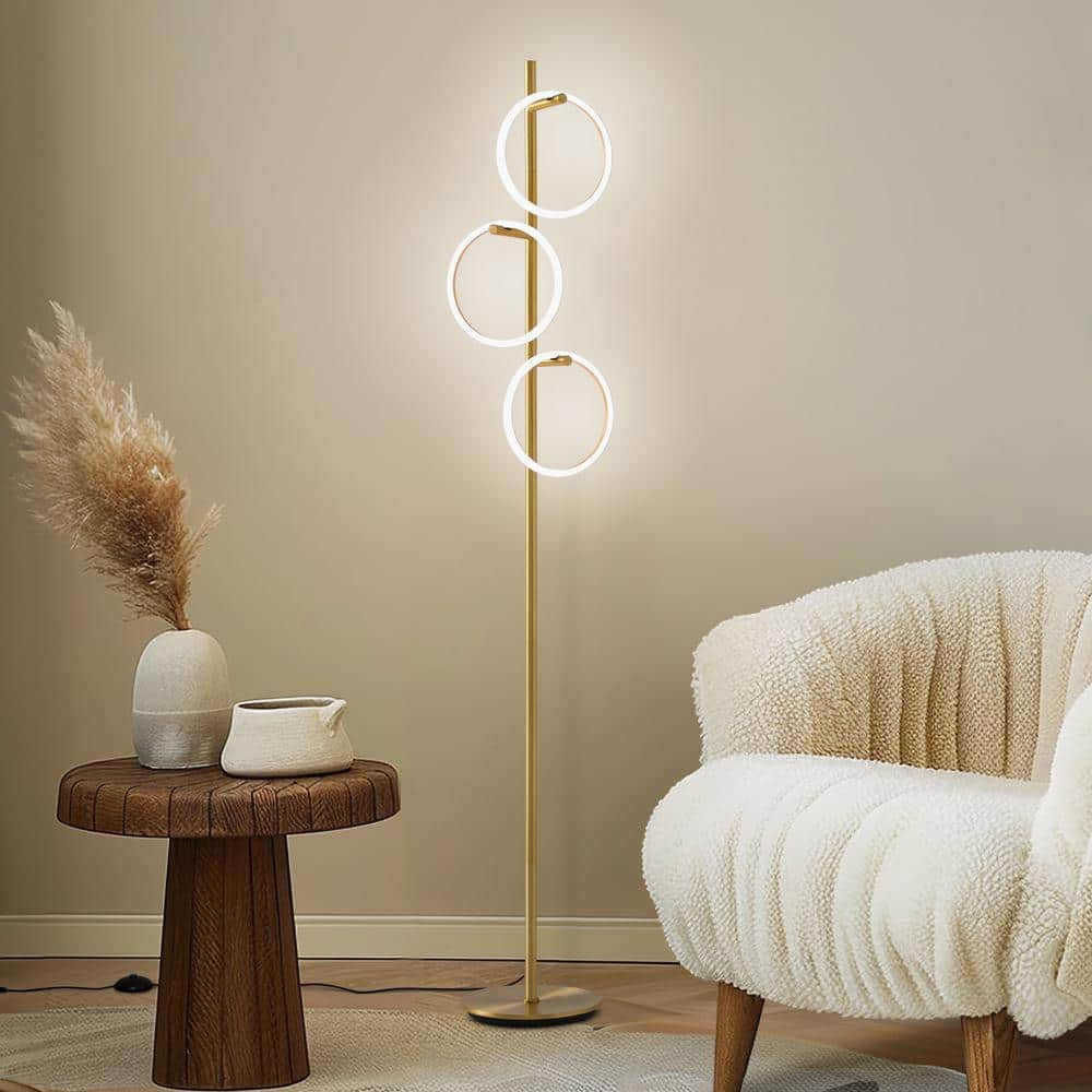 Saturn Antique Brass 66" Kids' 3-Way Dimming LED Floor Lamp