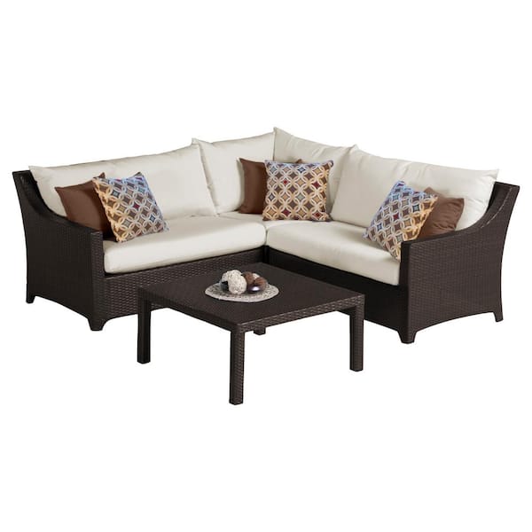 RST BRANDS Deco 4-Piece Wicker Outdoor Sectional Set with Sunbrella Moroccan Cushions