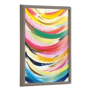 Brushstroke 117 by Ettavee Framed Abstract Printed Glass Wall Art Print 24.00 in. x 18.00 in.