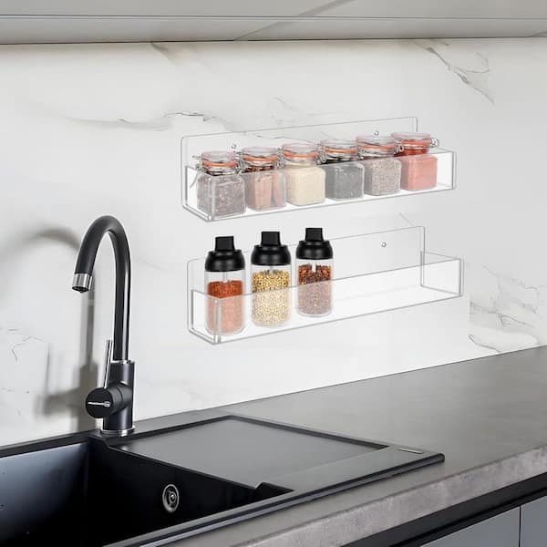 2 Pack Acrylic Door Mount Spice Rack