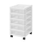 14.25 in. L x 12.05 in. W x 22.25 in. H 5-Drawer Storage Cart with Organizer Top in White and Pearl