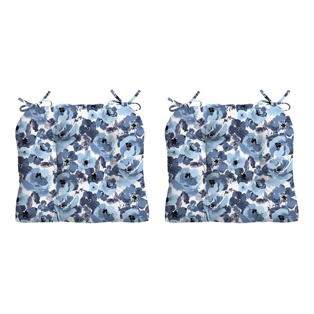 ARDEN 20 in. x 18 in. Blue Garden Floral Tufted Outdoor Seat